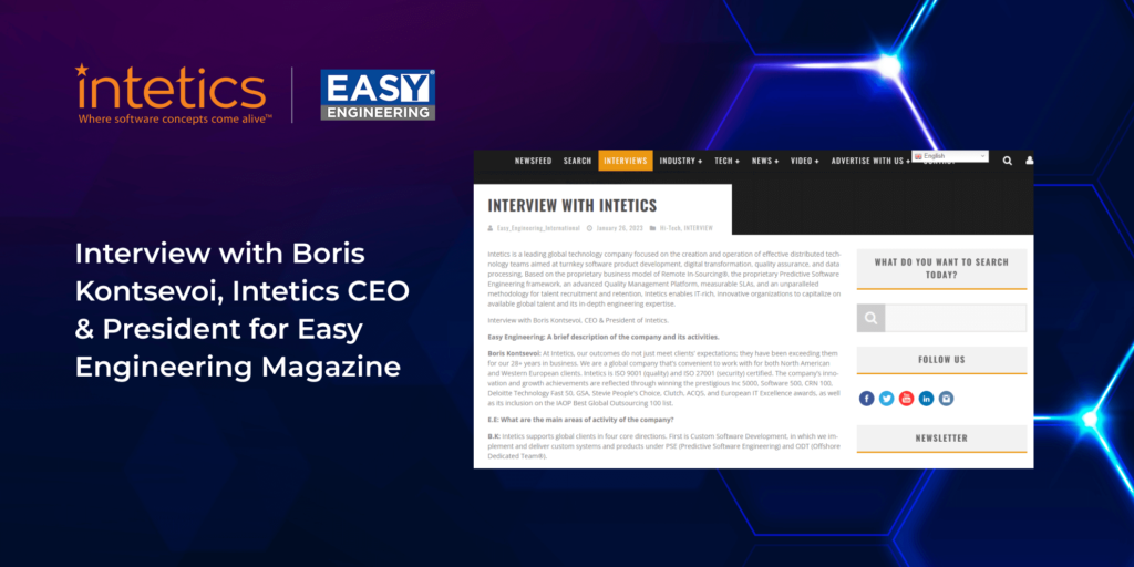 interview with Boris Kontsevoi, Intetics CEO and President