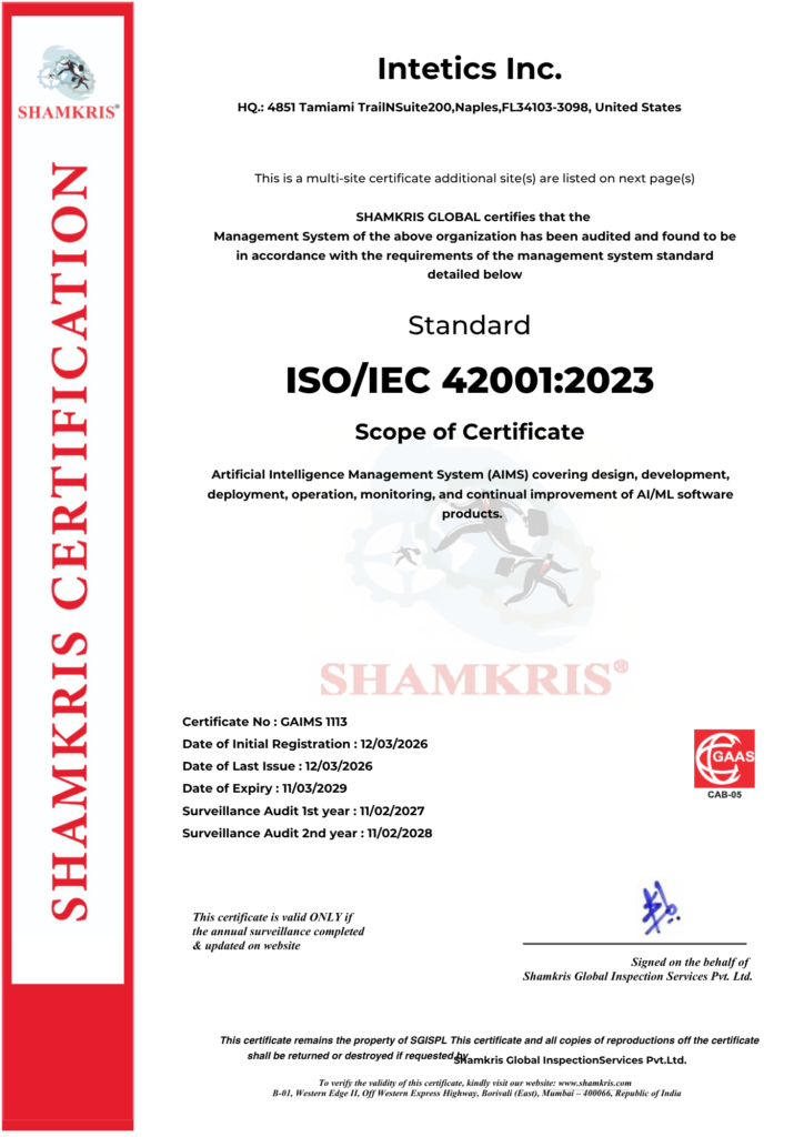 Intetics Among the First Globally to Earn ISO/IEC 42001 for AI Management Systems.